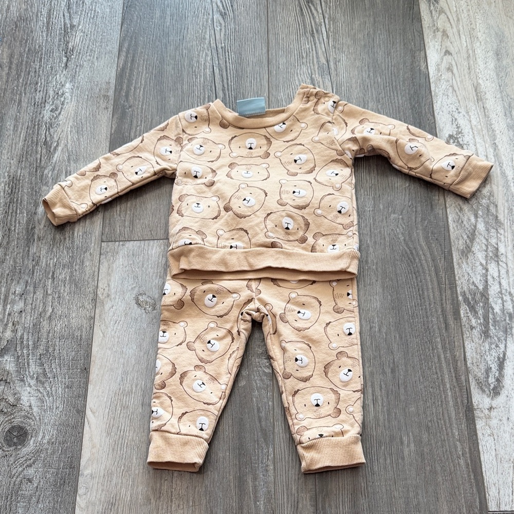 Carter's Beige Bear Print Kids Pajama Set